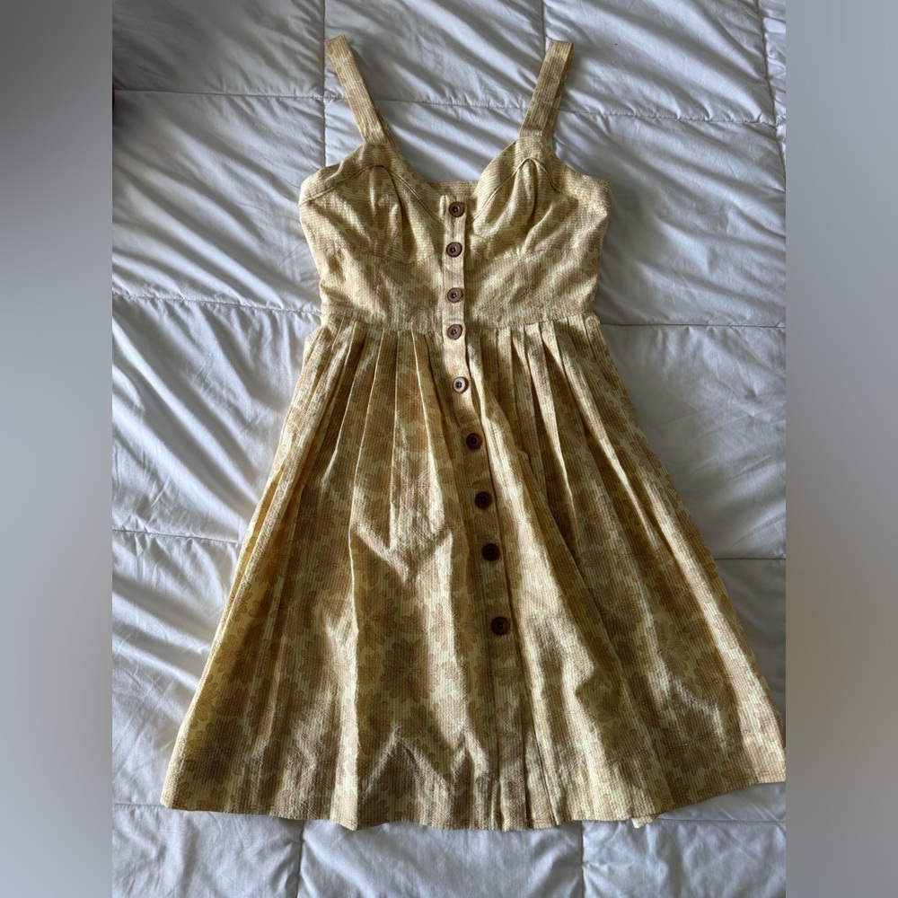 Anthropologie yellow pinstripe dress